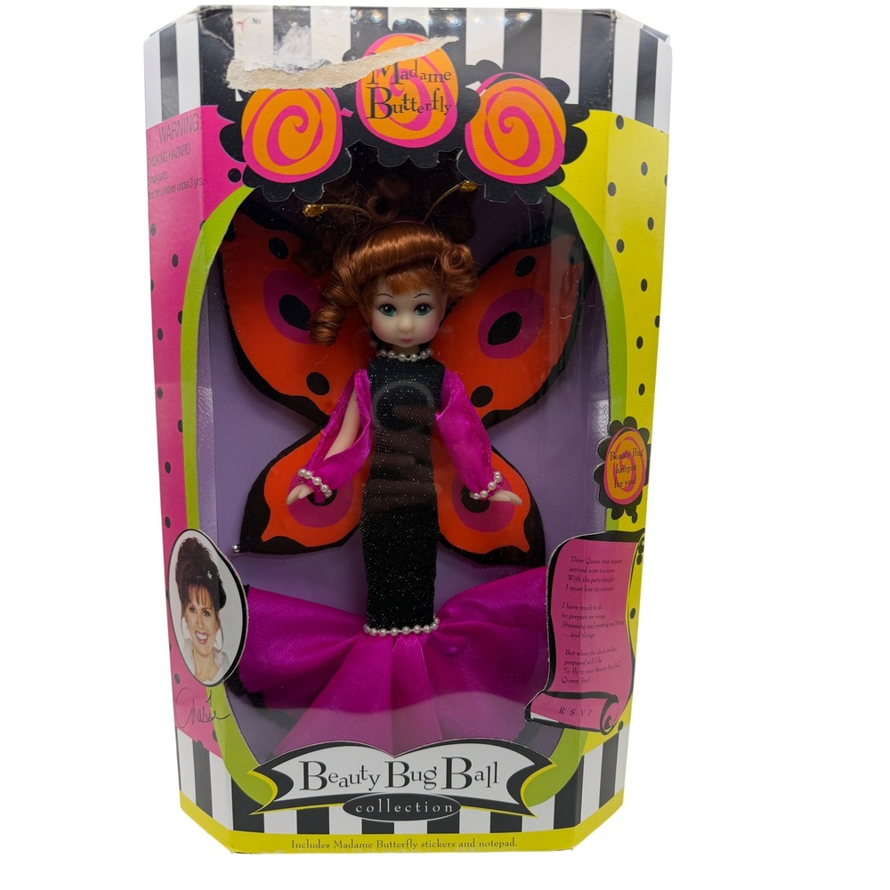 Marie Osmond Doll Beauty Bug Ball Madame Butterfly Pink Black Wings Collectible